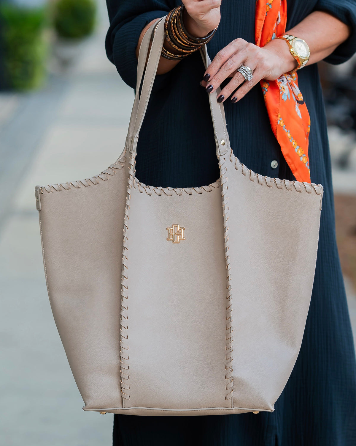 Emory Whipstitch Tote Stone