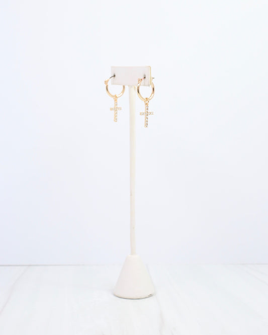 Kansas Cross Hoop Earring Gold