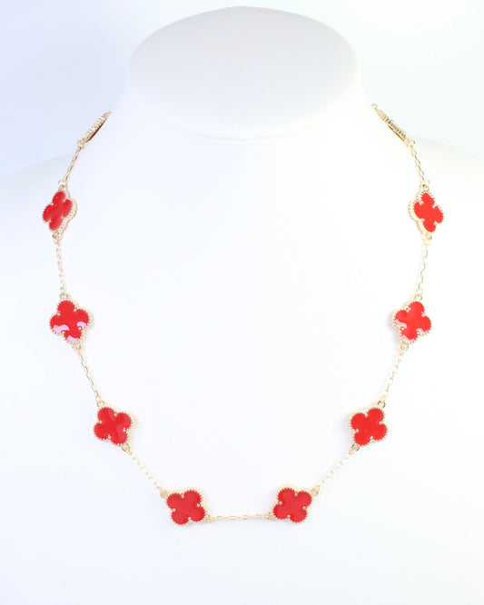Sicily Clover Necklace Red