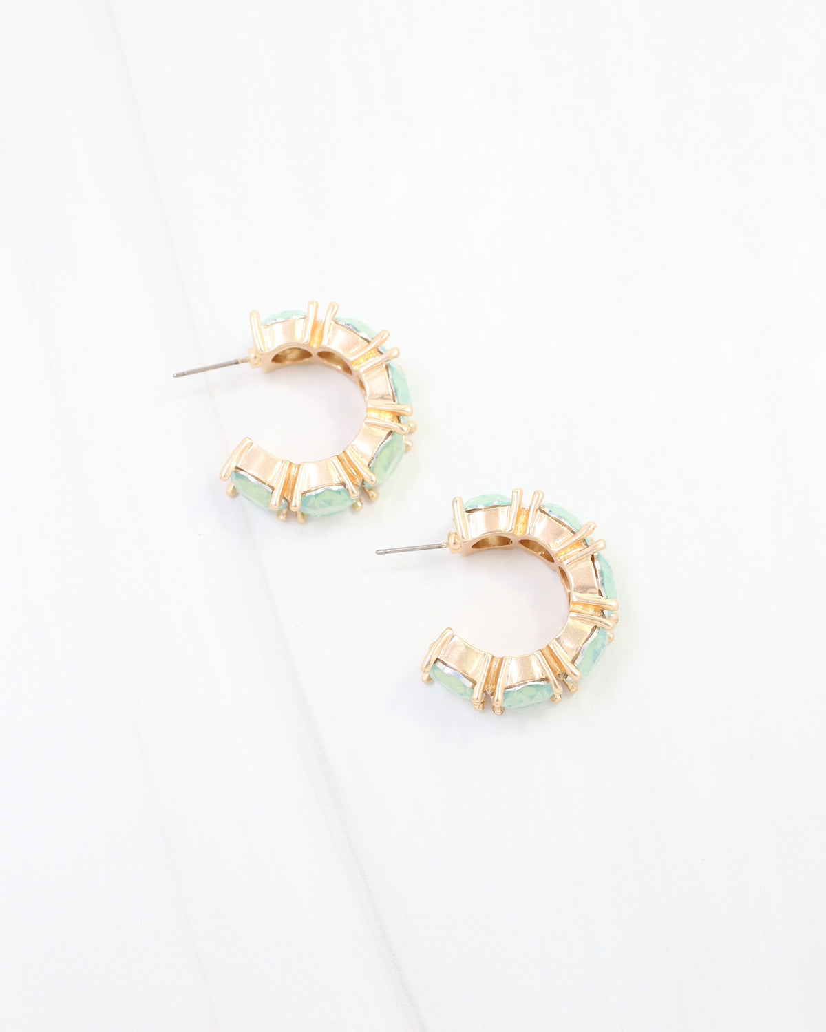 Roxanne Rhinestone Hoop Earring Mint Opal