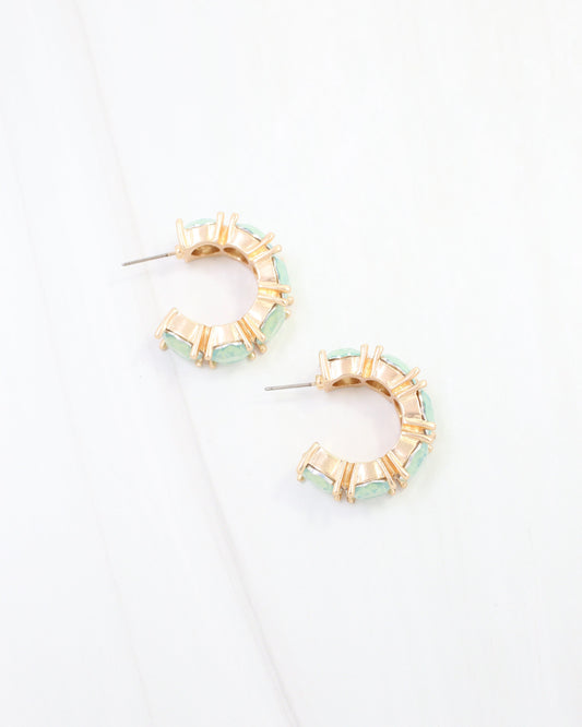 Roxanne Rhinestone Hoop Earring Mint Opal
