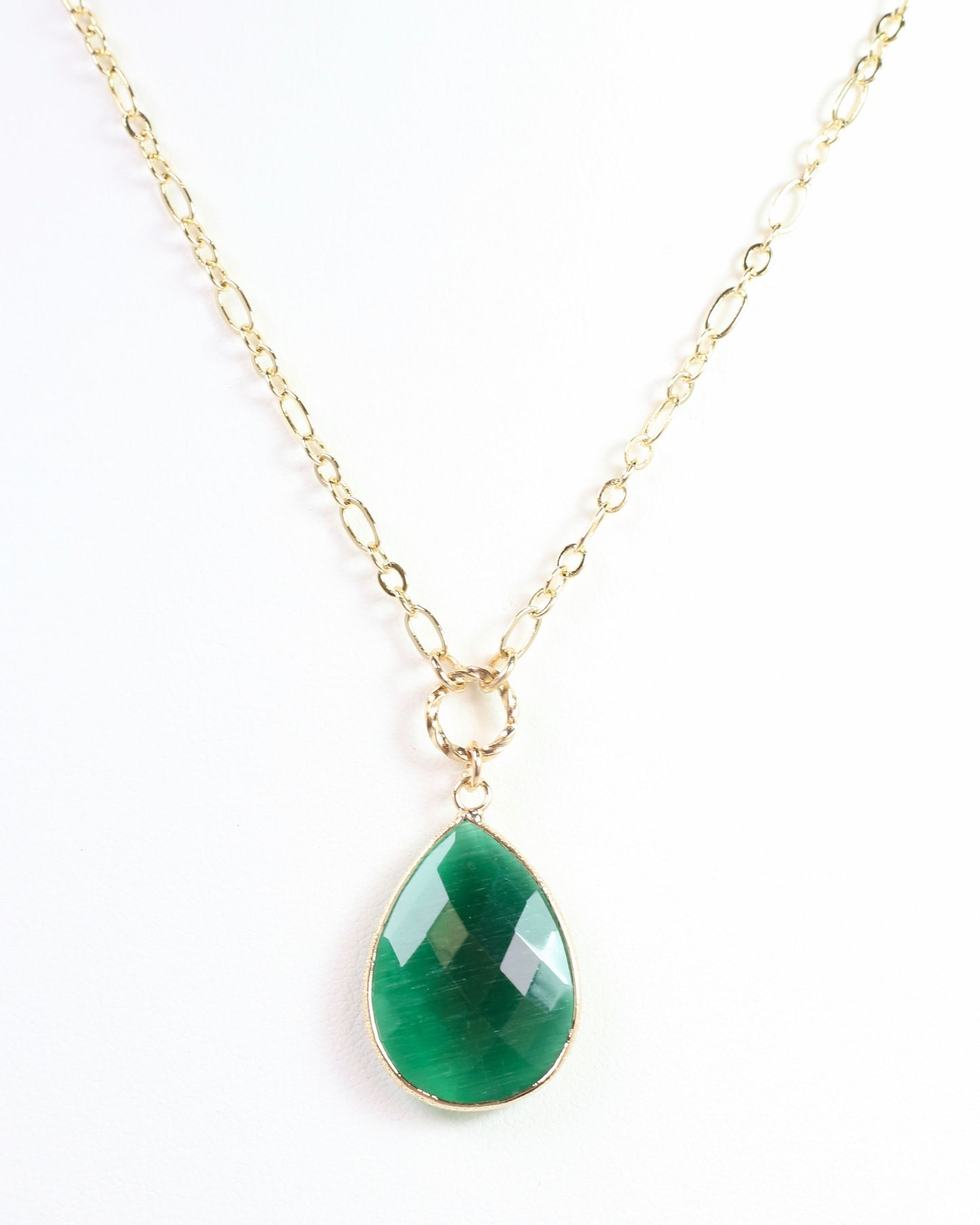 Tina Teardrop Pendant Necklace Green