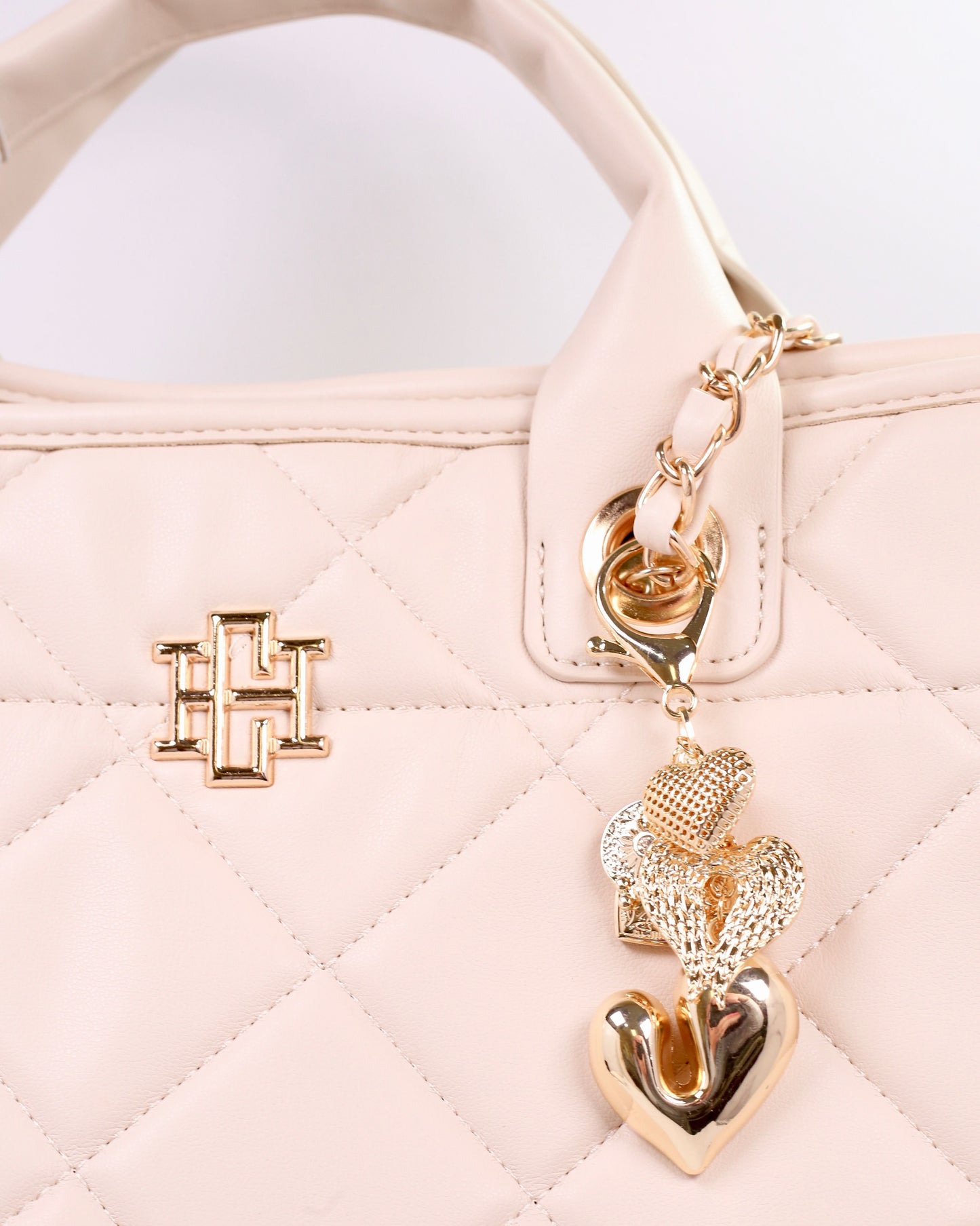 Puffy Heart Bag Charm Gold