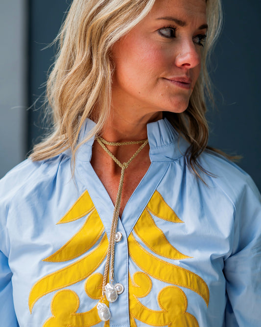 Preston Pearl Mesh Cord Necklace Worn Gold