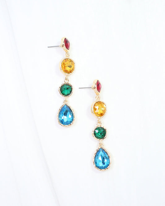 Sailish Linear Crystal Dangle Earring Dark Multi