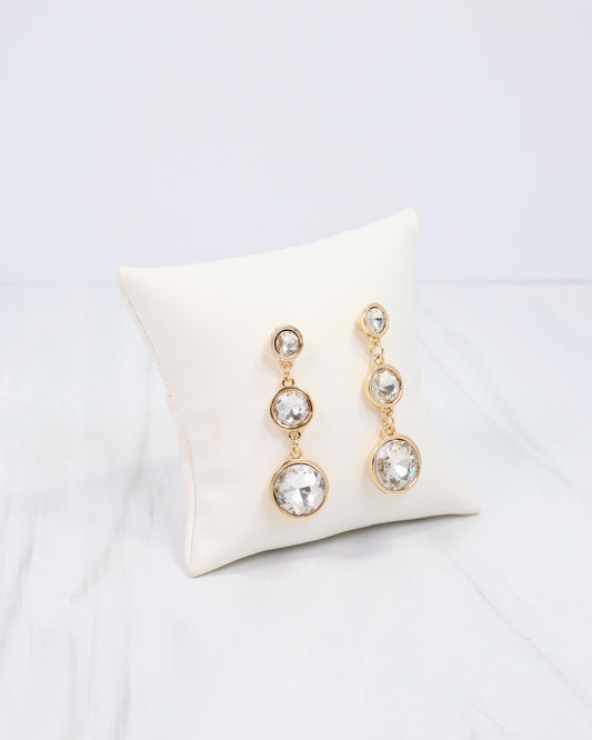 Naples Round Crystal Drop Earring Gold