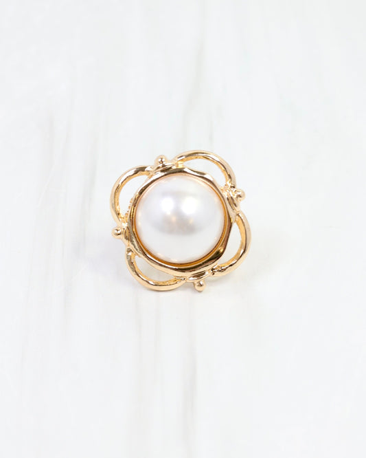 Palmcreat Pearl Scarf Ring Gold