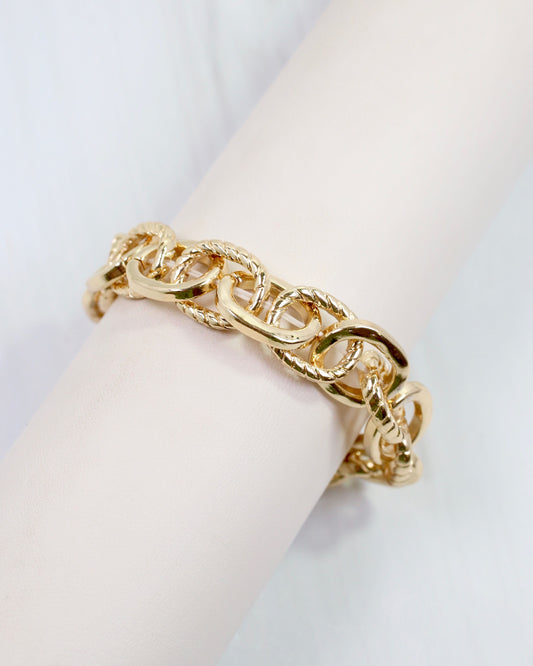Mason Link Stretch Bracelet Gold