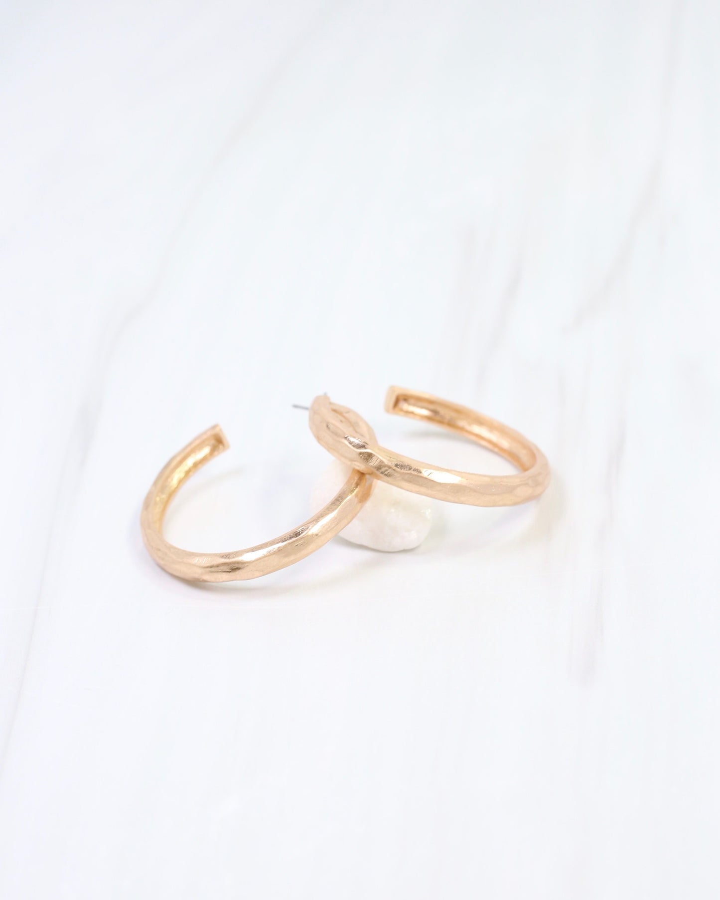Hyde Park Hammered Hoop Earring Worn Gold