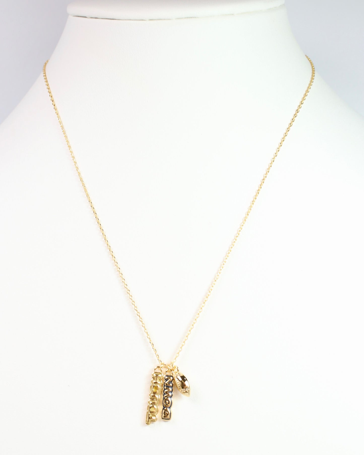 Enamel Touch Down Necklace Navy Gold