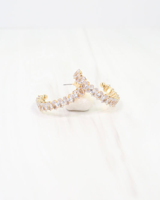Holdenville Crystal Hoop Earring Gold