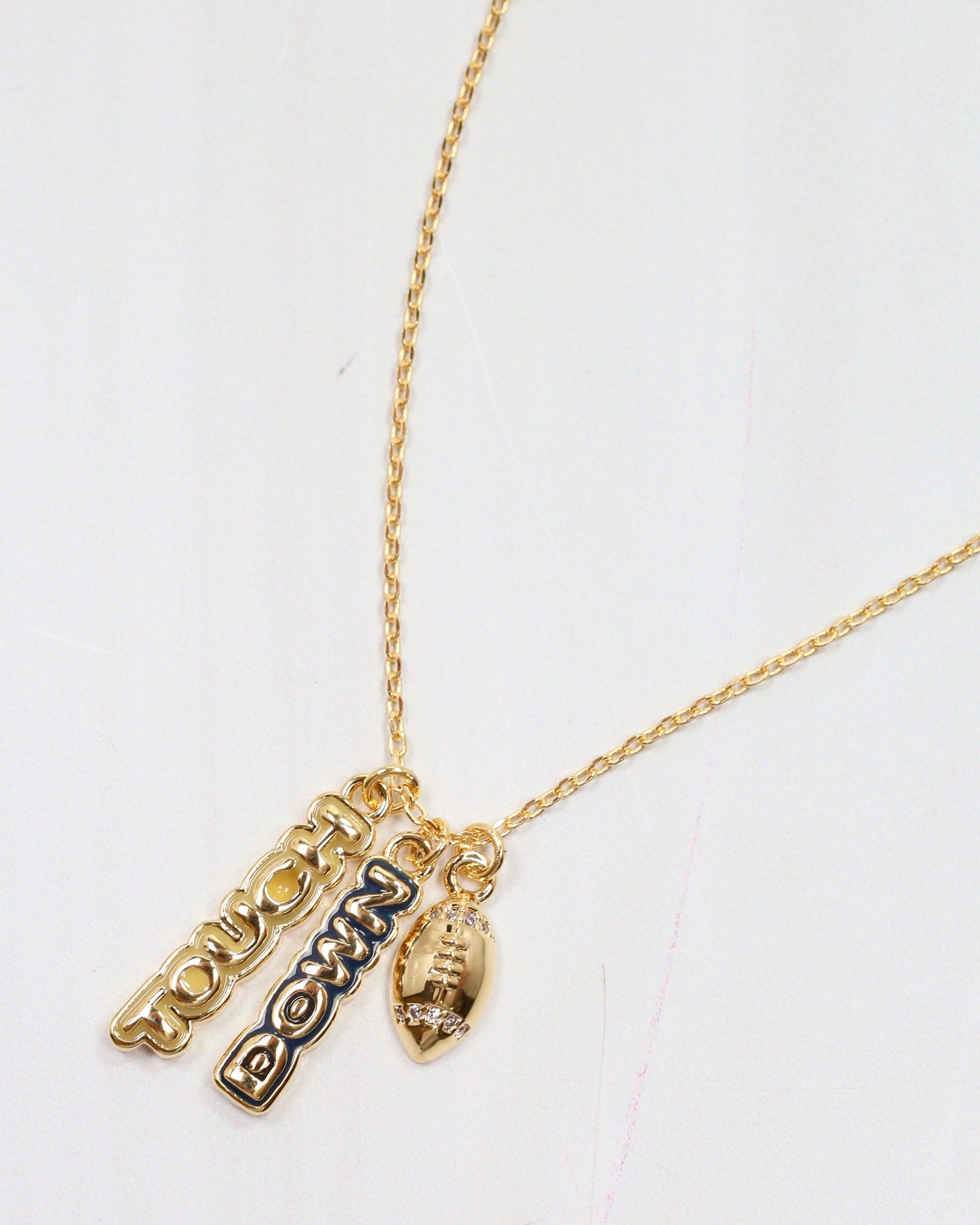 Enamel Touch Down Necklace Navy Gold