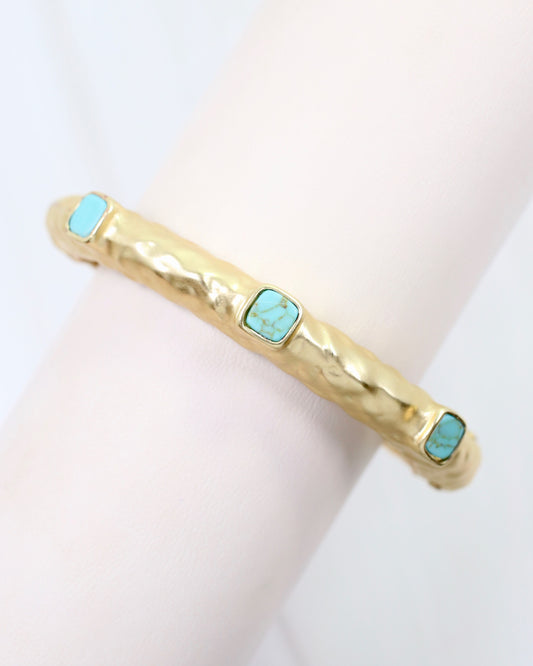 Cosette Hammered Bangle Bracelet Turquoise