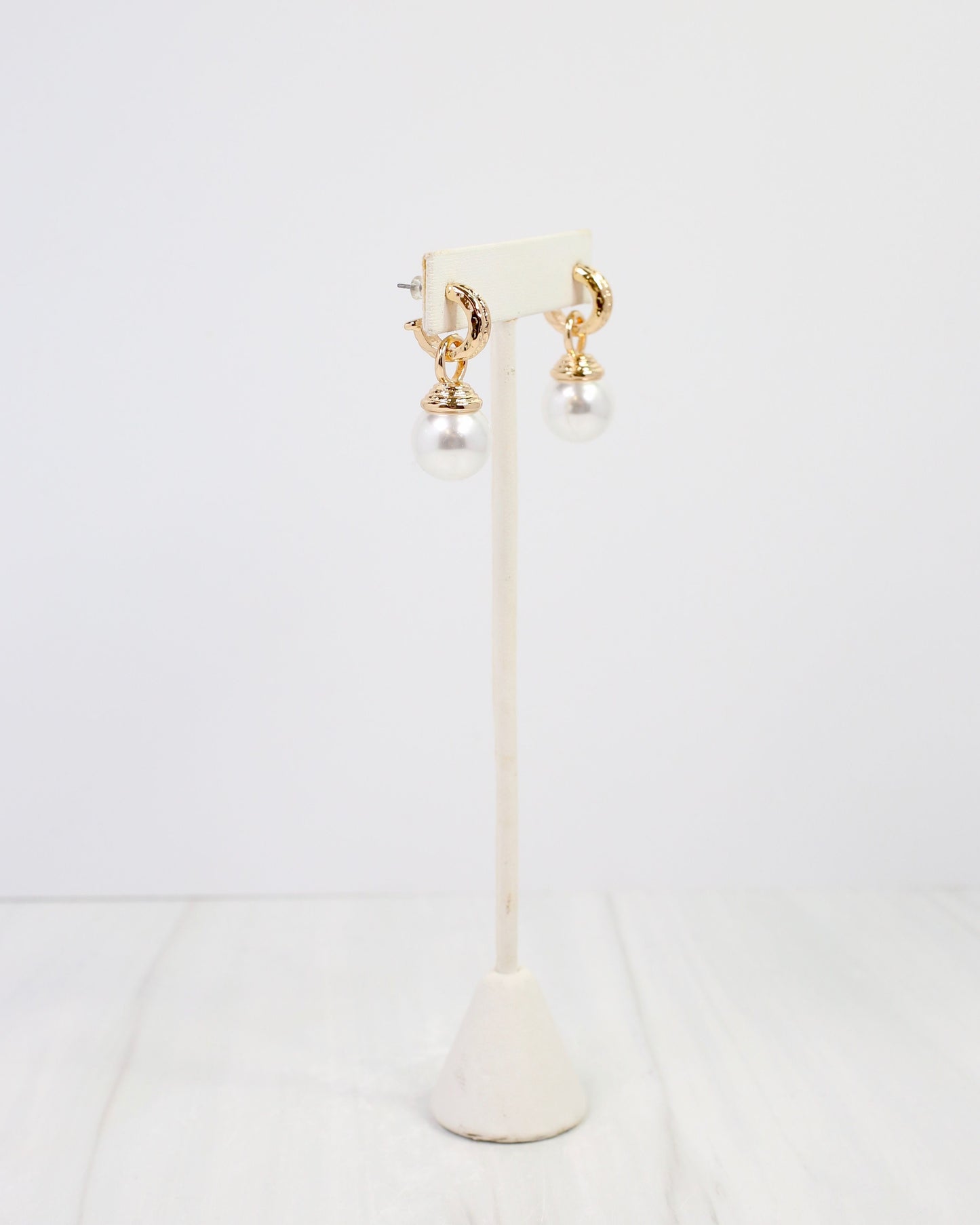 Pendleton Pearl Dangle Hoop Earring Gold