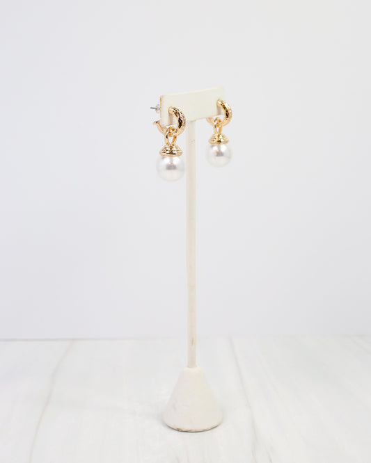 Pendleton Pearl Dangle Hoop Earring Gold