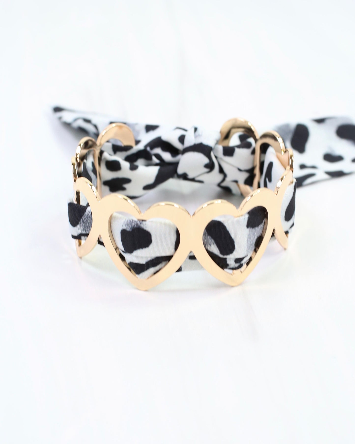 Evanston Heart Scarf Bracelet Gray Leopard
