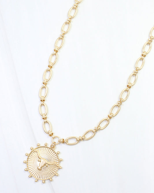 Carmen Coin Necklace Bull Worn Gold