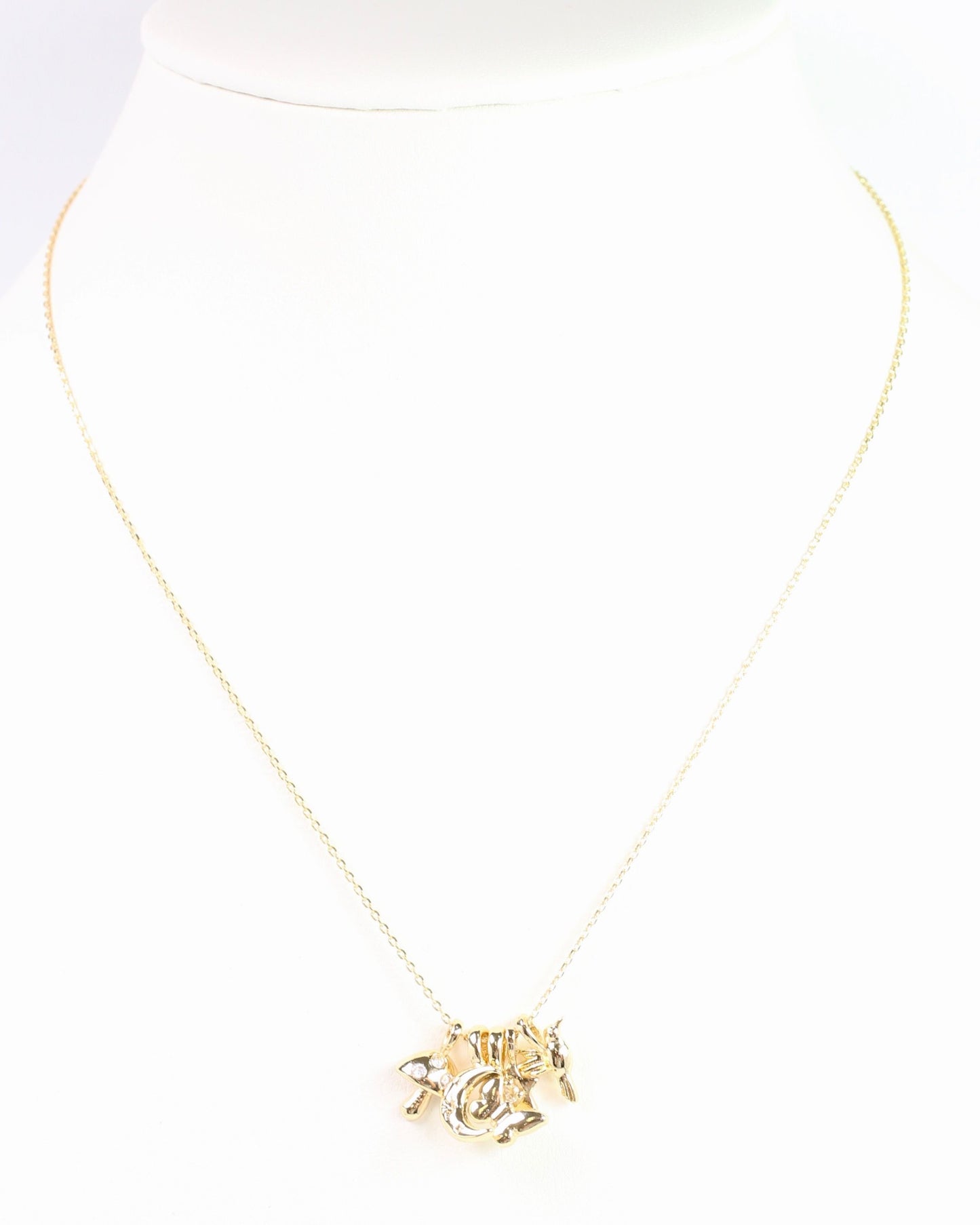 Mushroom Magic Charm Necklace Set Gold