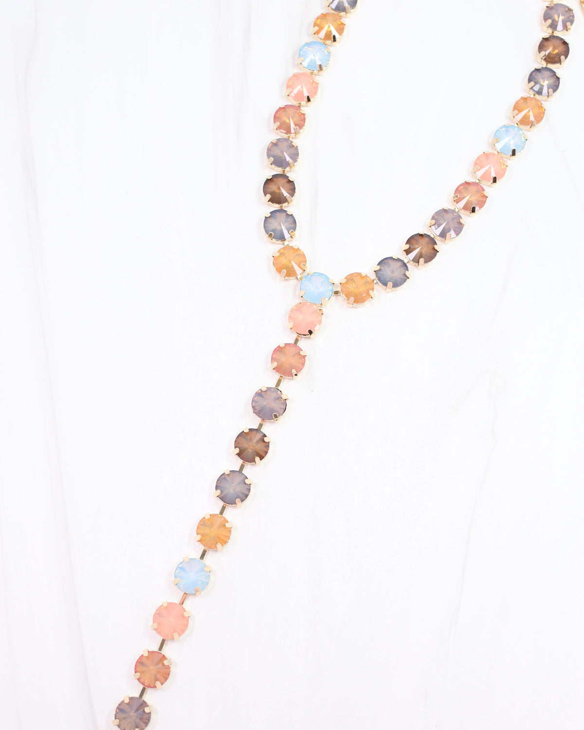 Harper Rhinestone Y Necklace Earth Multi