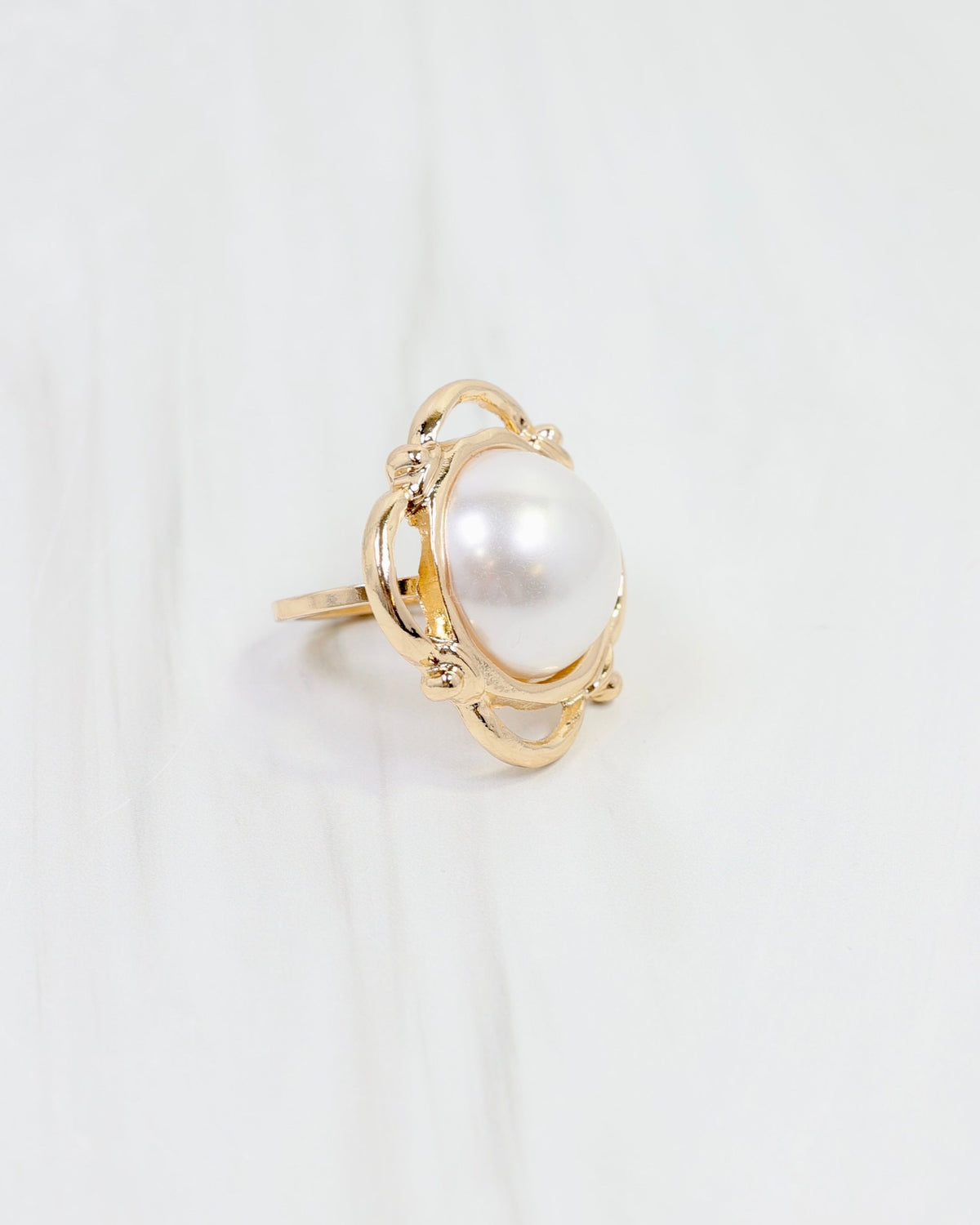 Palmcreat Pearl Scarf Ring Gold