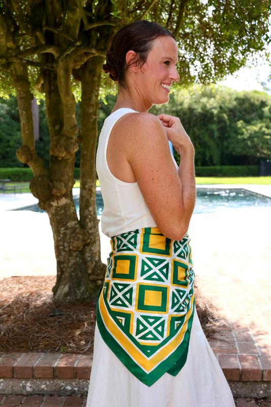 Barrett Tile Scarf Large Green Gold