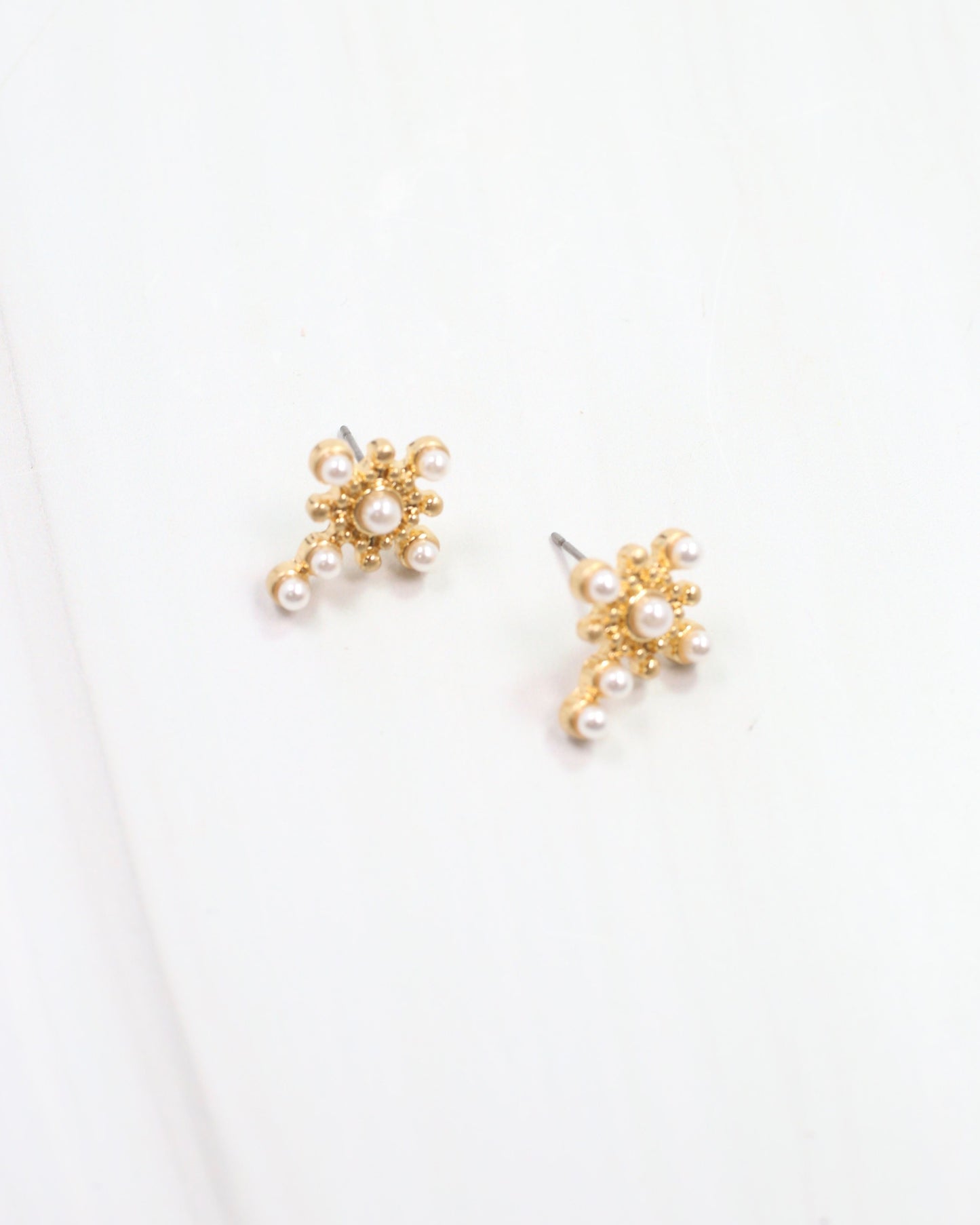 Kallie Cross Stud Earring Worn Gold