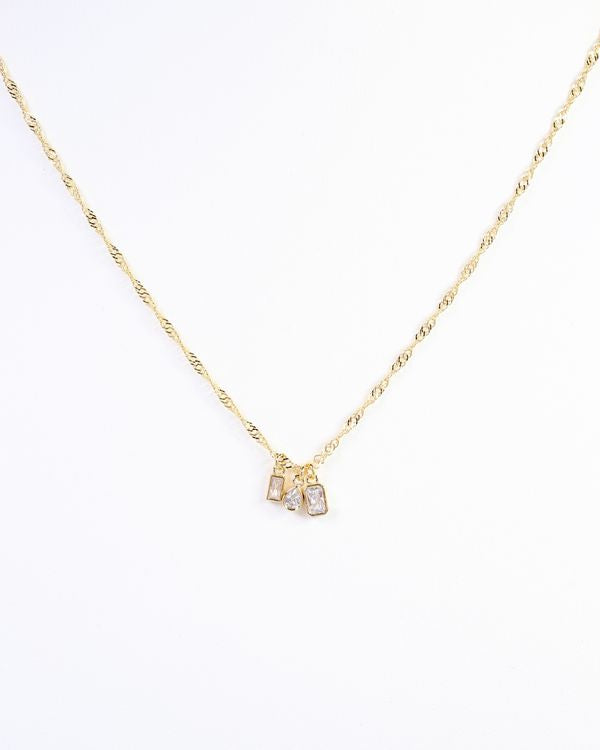 Omaha Multi CZ Pendant Necklace WR Gold