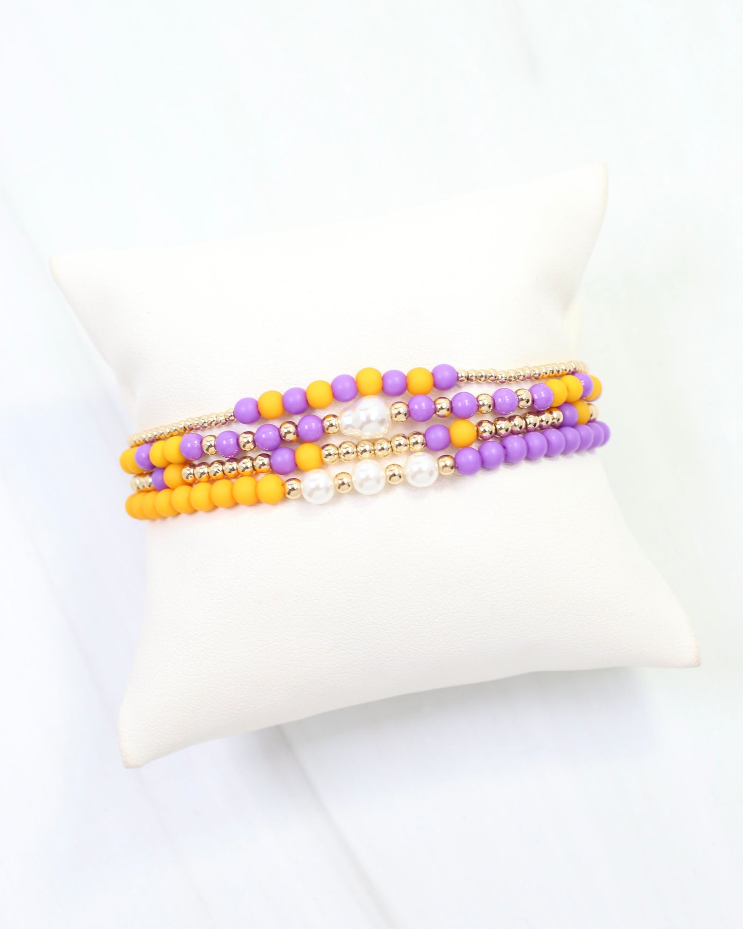 Josie Beaded Bracelet Set Purple Gold
