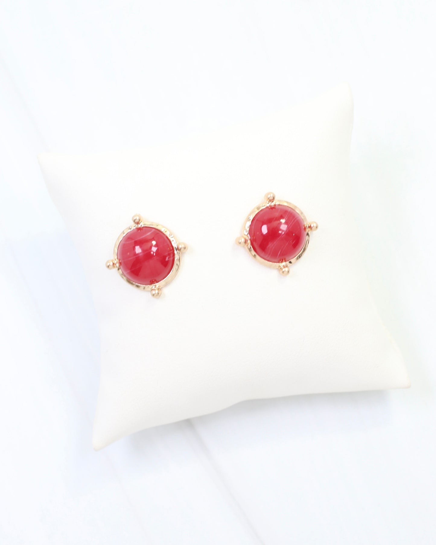 Florissant Round Post Earring Red