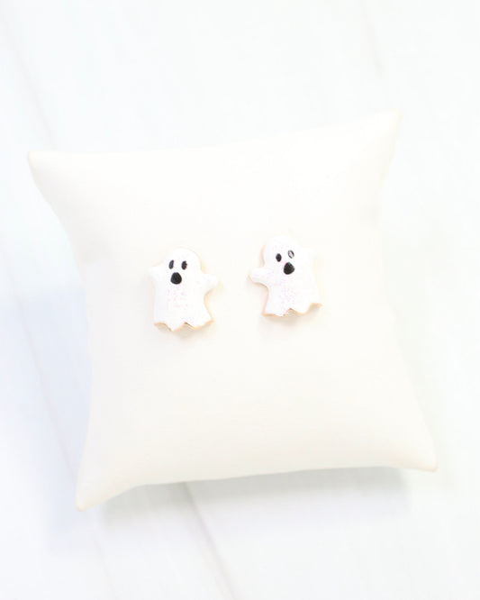Say Boo Ghost Stud Earring White
