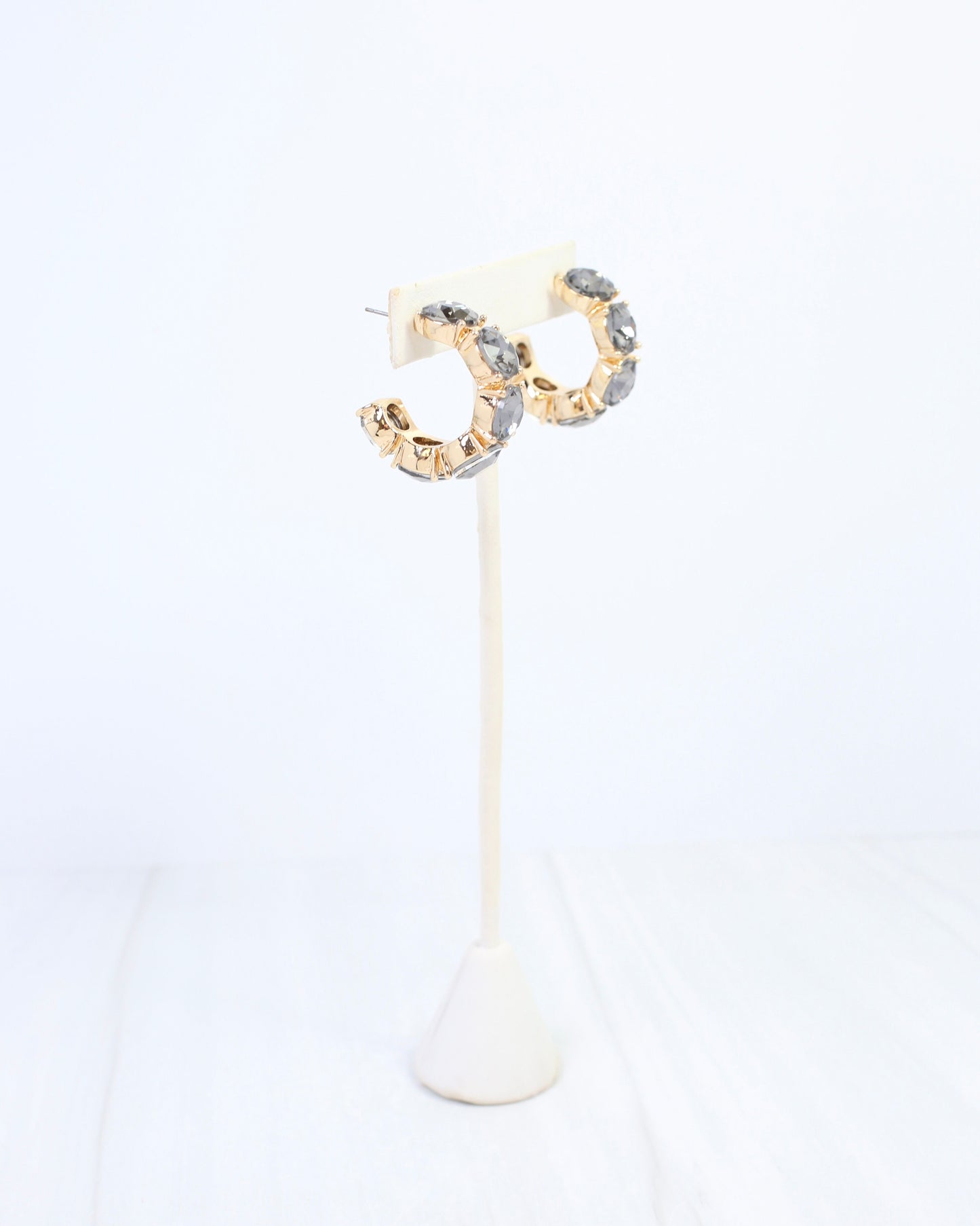 Kadis Crystal Hoop Earring Black Diamond