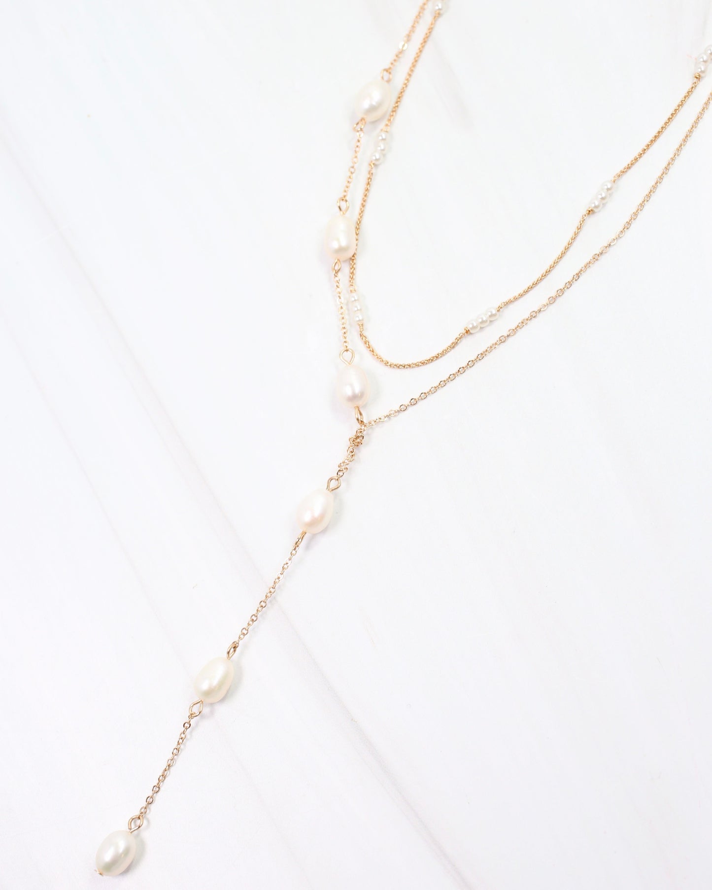 Bradley Pearl Drop Necklace Gold