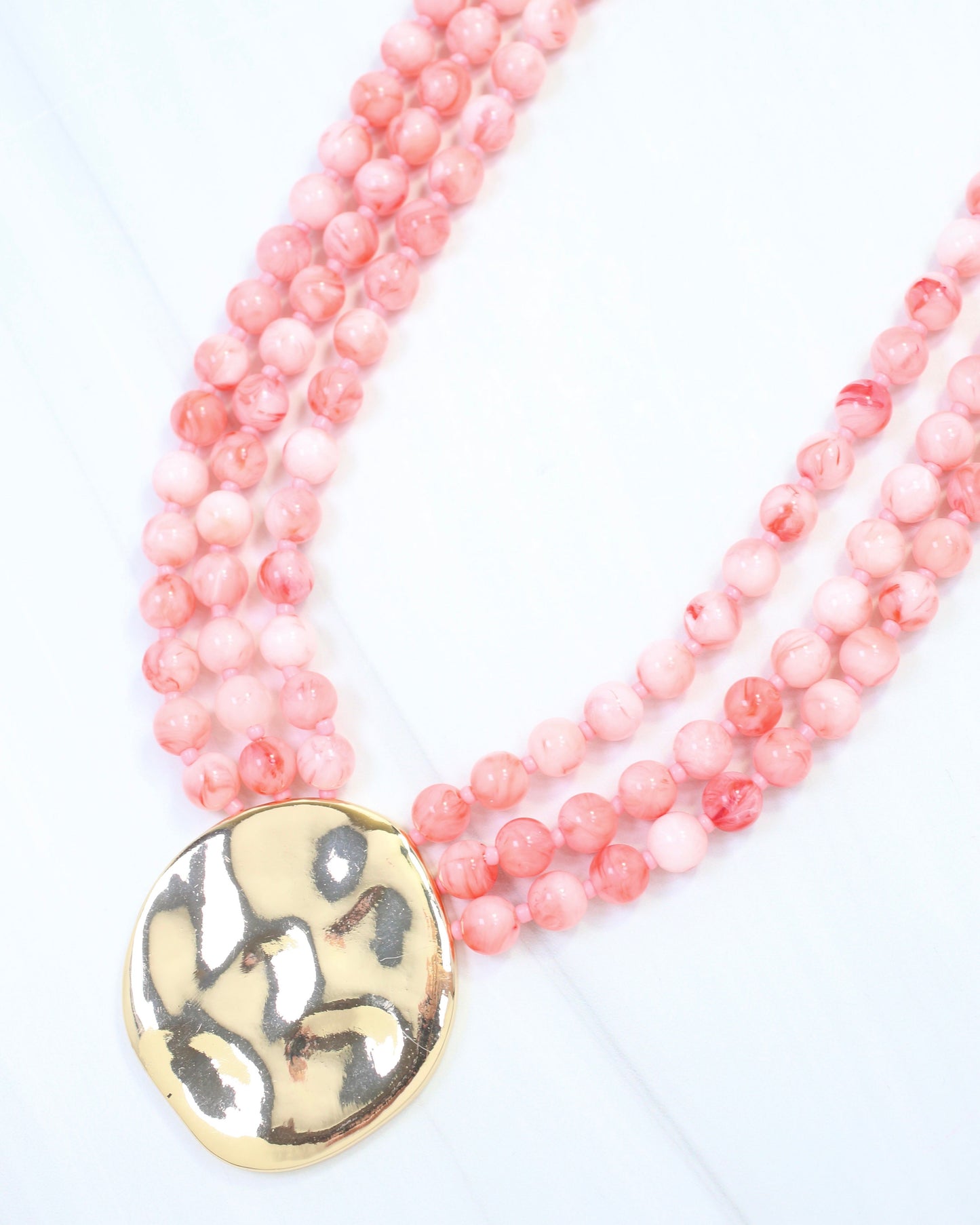Kori Beaded Layered Necklace with Pendant Pink