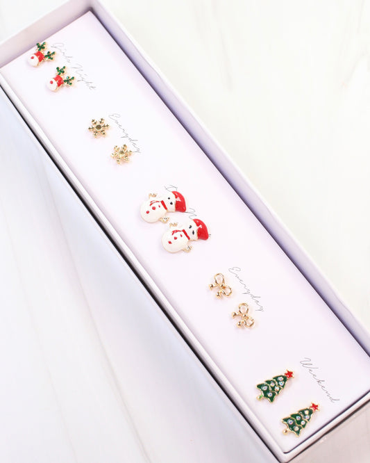 Friendly Frosty Earring Set White