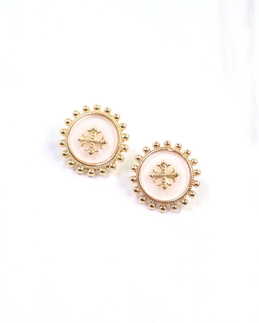 Kempsey Coin Stud Earring White