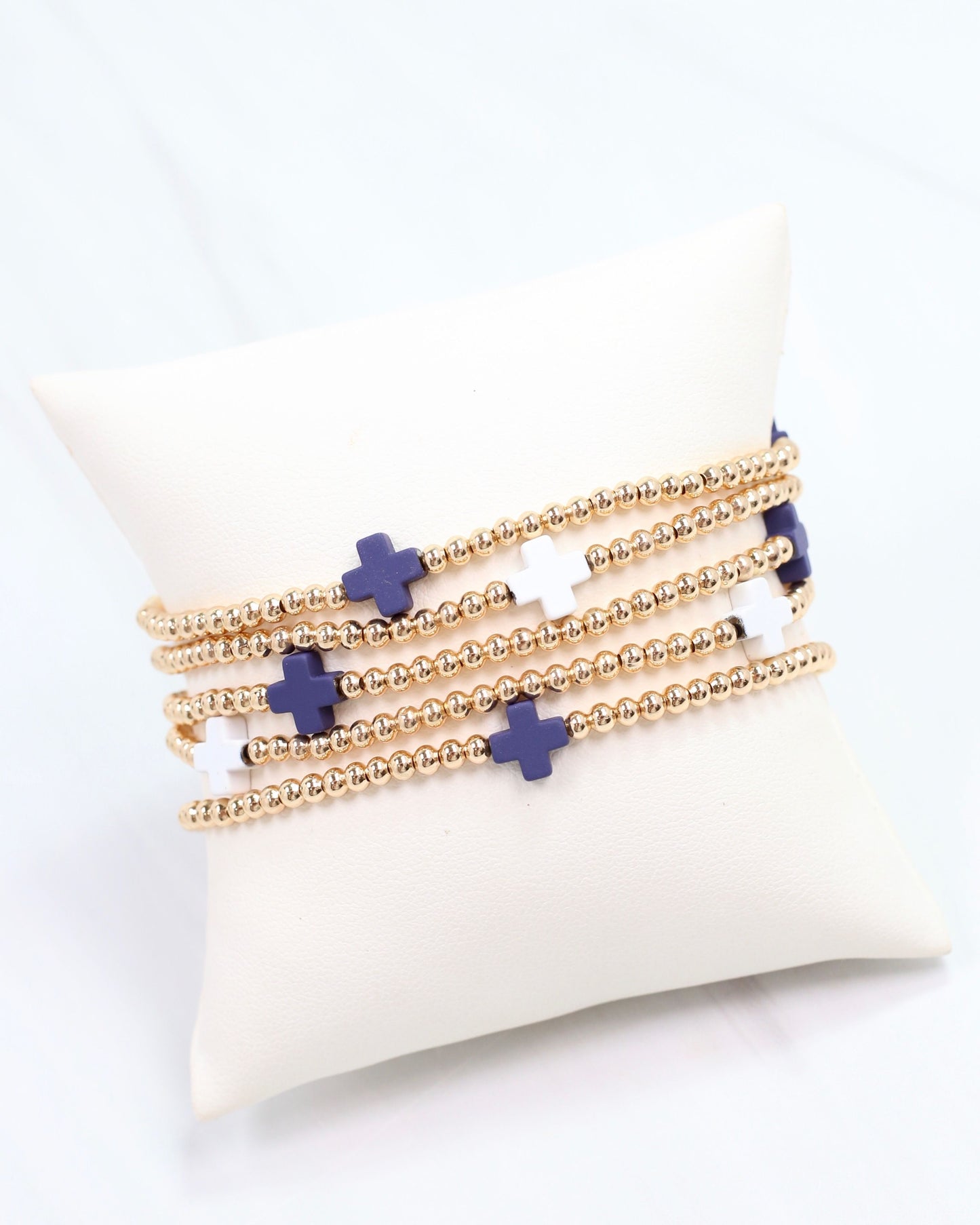 Brittany Cross Bracelet Set Navy White