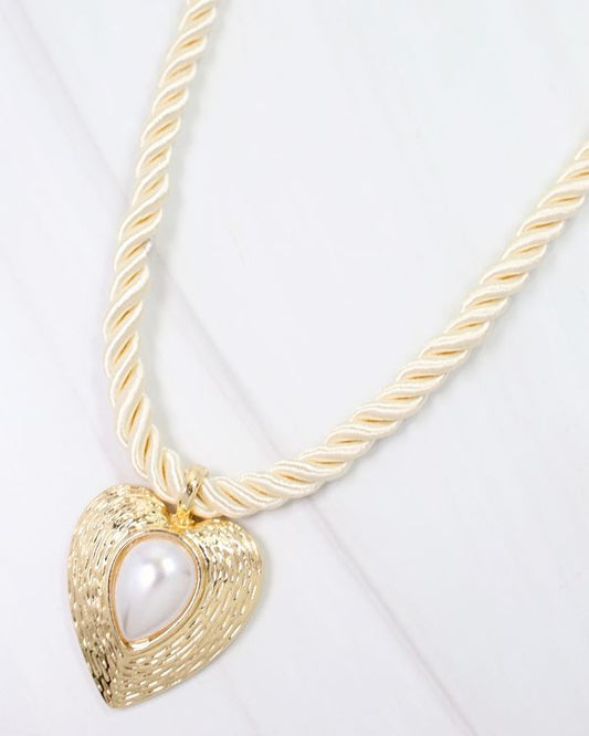 Norfolk Heart Pendant Cord Necklace Gold