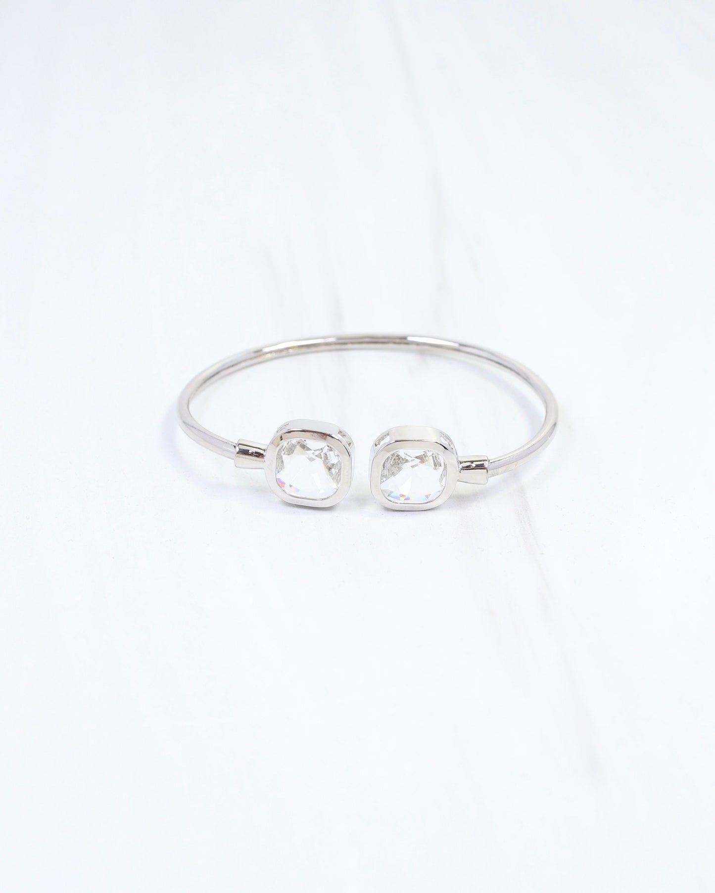 Kira Square Crystal Cuff Bracelet Silver