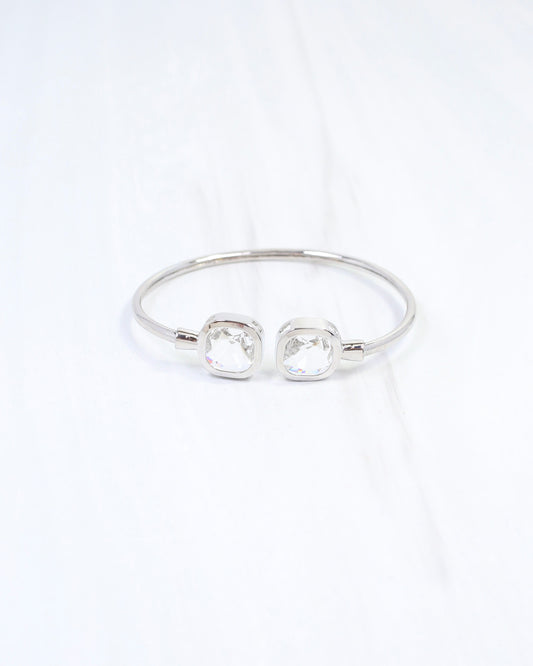 Kira Square Crystal Cuff Bracelet Silver