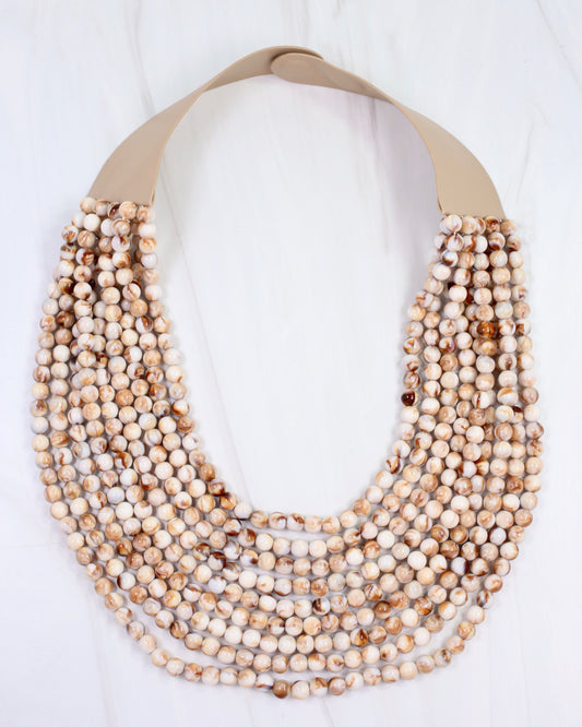 Kalin Beaded Layered Magnetic Necklace Natural