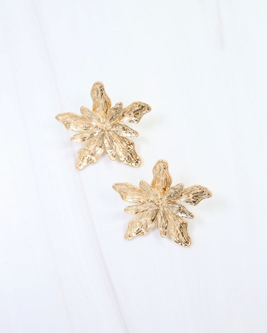Harlan Textured Flower Earring Gold