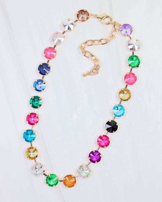 Shalimar Large Rhinestone Necklace Dark Multi