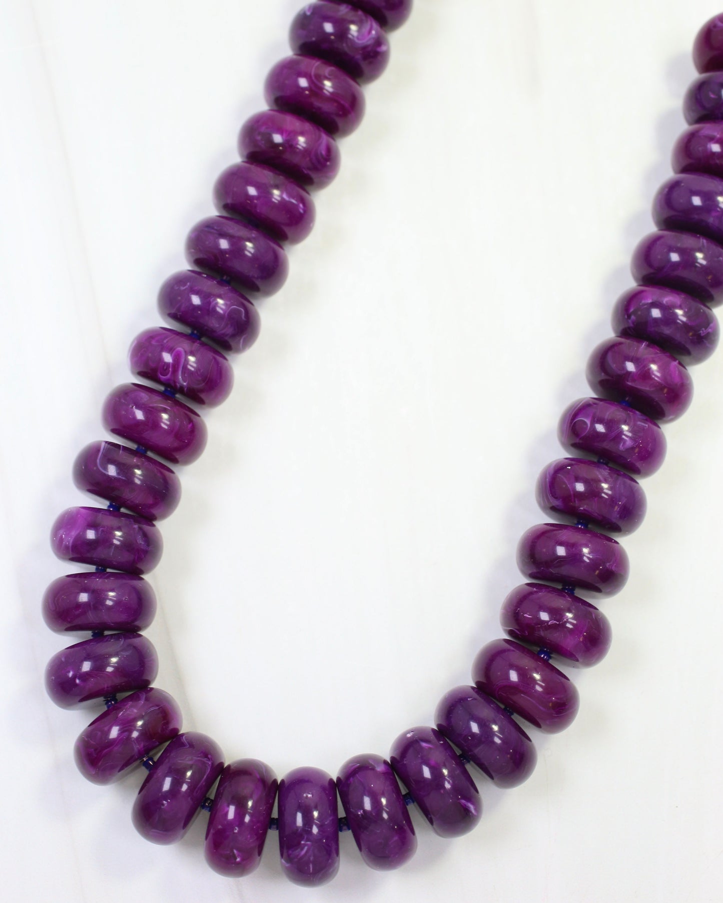 Pipestone Marble Beaded Necklace Purple