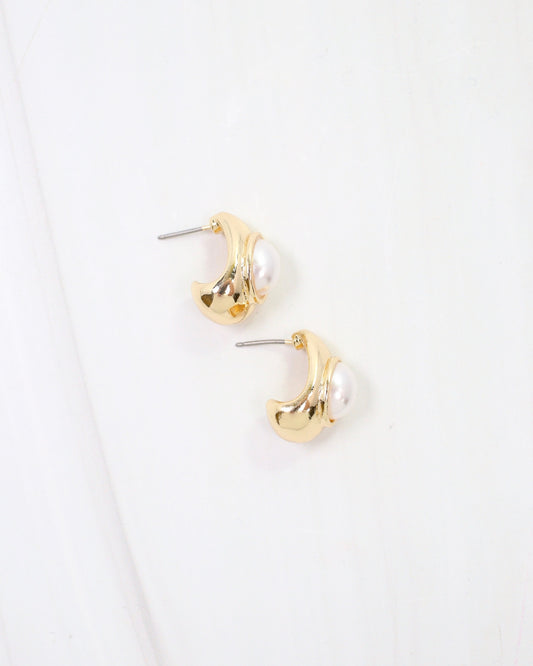 Overland Peal Accented Hoop Earring Gold