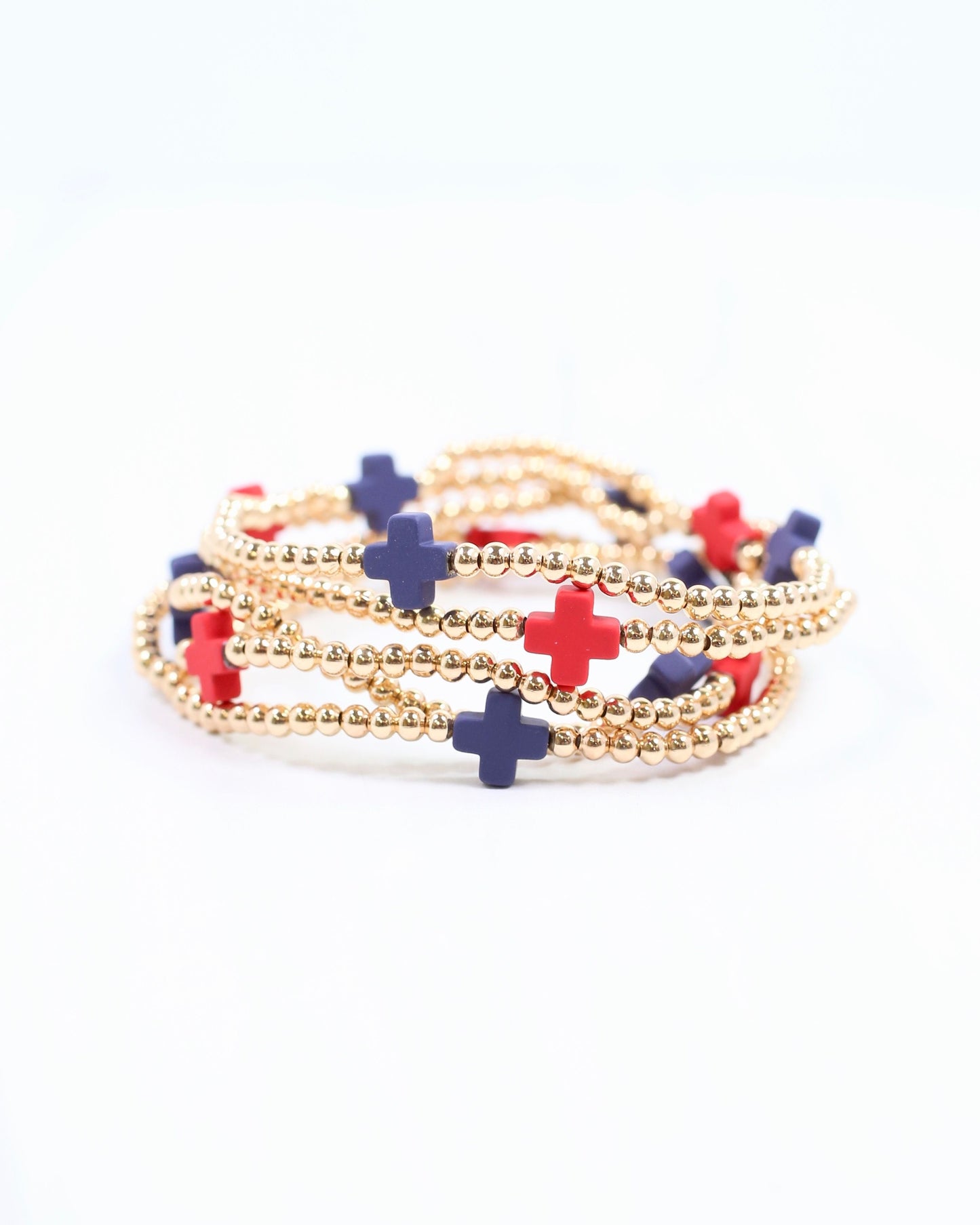 Brittany Cross Bracelet Set Red Navy