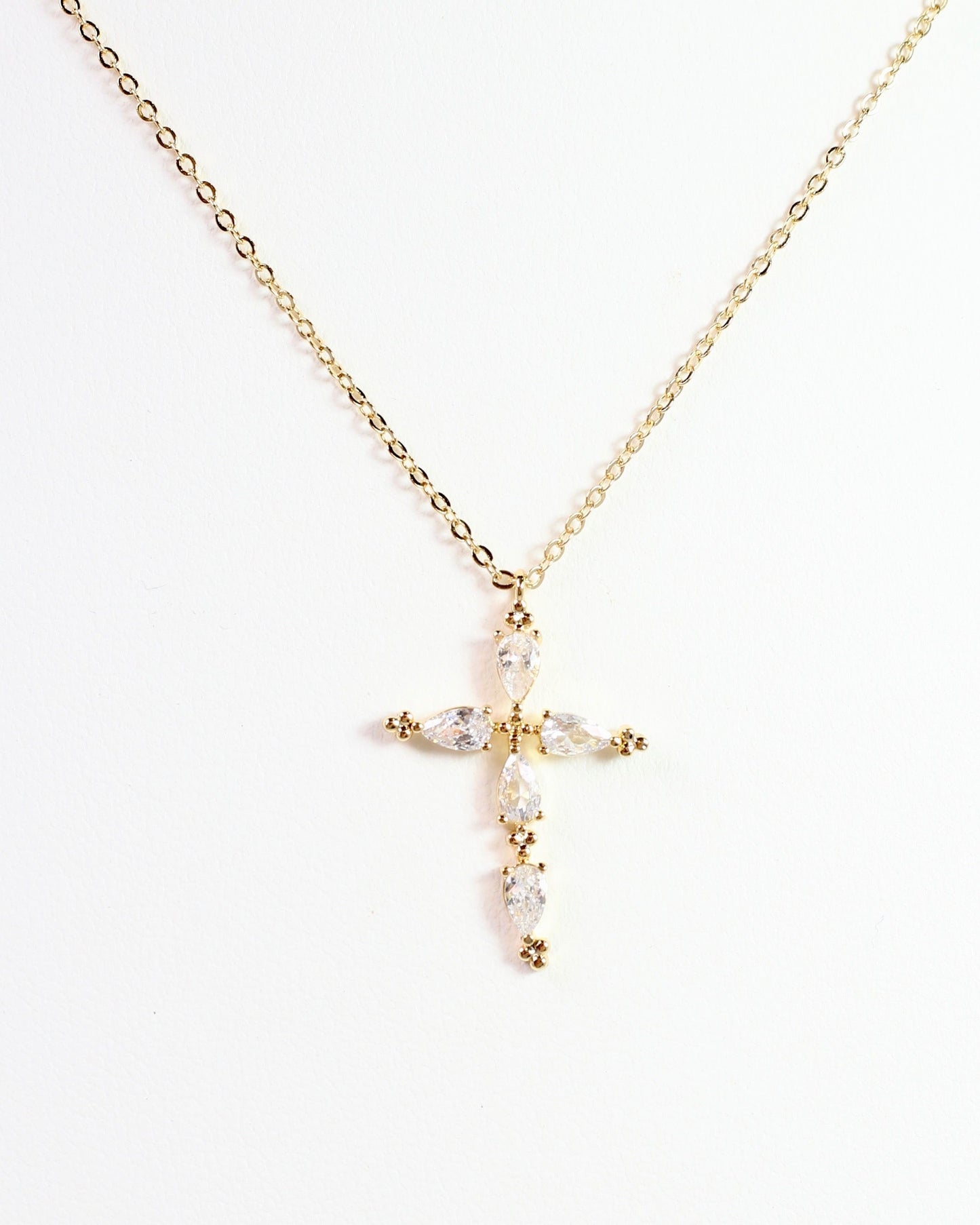 Marla CZ Cross Necklace Gold