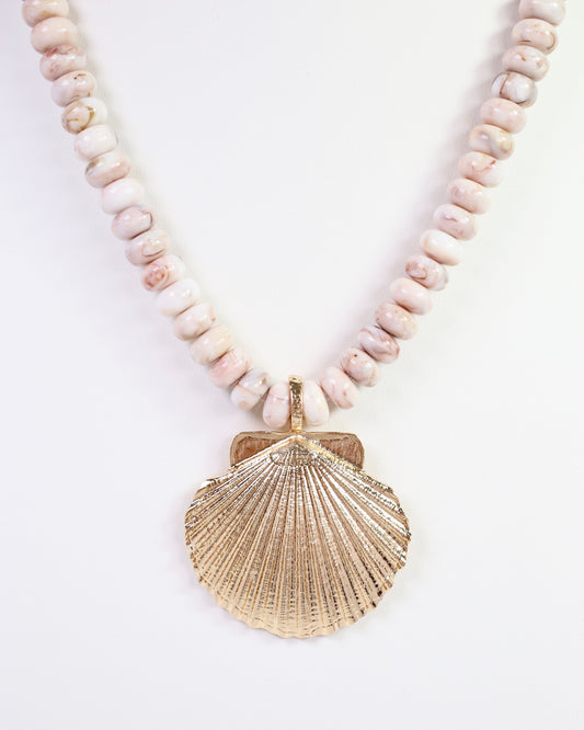 Kai Beaded Shell Necklace Blush