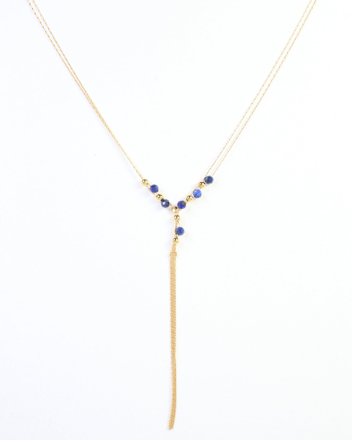 Merida Beaded Tassel Necklace Navy