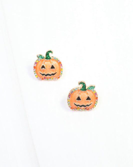 Just the Cutest Jack O Lantern Stud Earring Orange