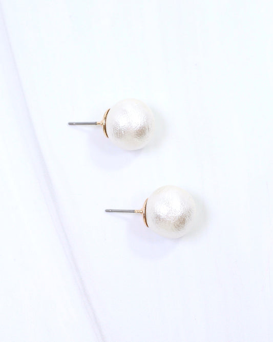Alina Textured Pearl Stud Earring Cream